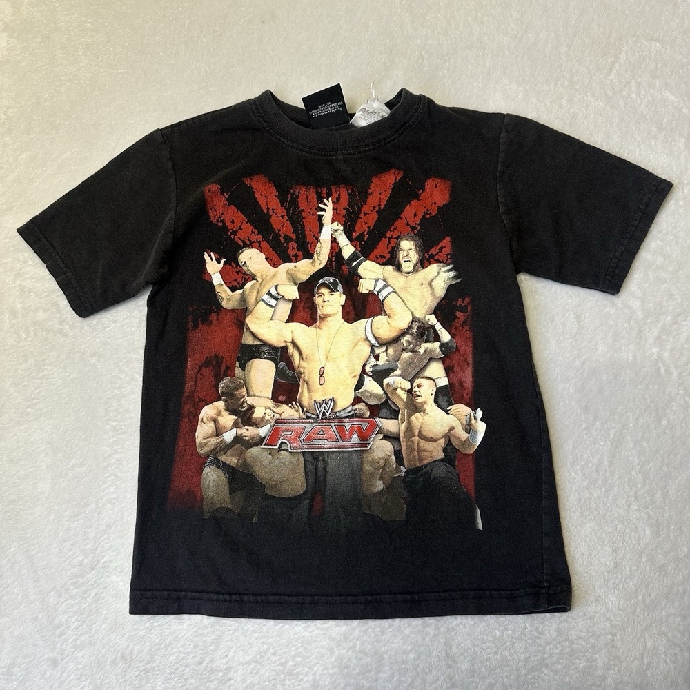 Vintage 2008 WWE RAW Shirt Kids Youth Large John Cena Randy Orton Triple H Jeff
